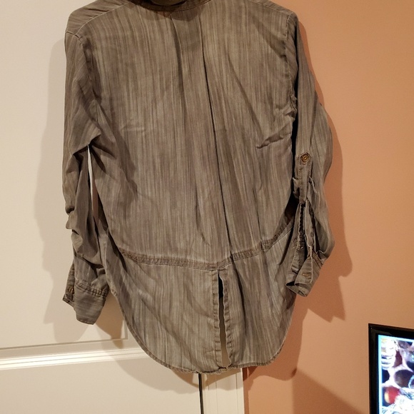 Denim button up, tail coat back blouse - Picture 3 of 3